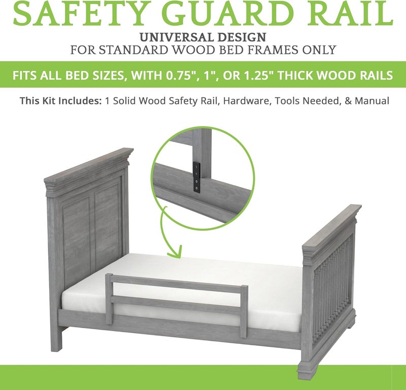 CC KITS Safety Guard Rail for Baby, Kids, and Children - Solid Wood Safety Bed Rail for Toddlers - Easy Installation - Premium Protection for Bunk, Twin, Full, Queen and King Size Beds - (Steel / Storm Grey) - Image 2